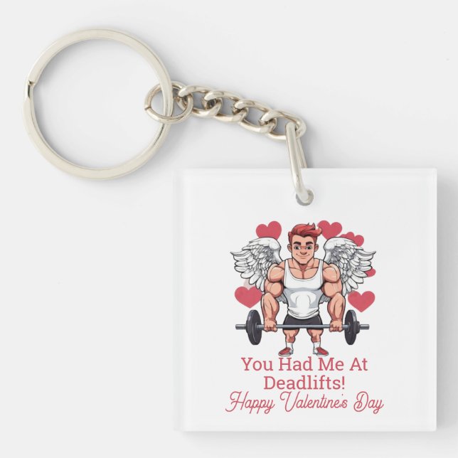 Porte-clefs Entraîneur de fitness pour musculation Valentine's (Devant)