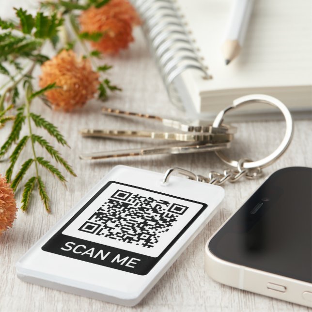 Porte-clefs Entreprise de code QR personnalisé (Devant droit)