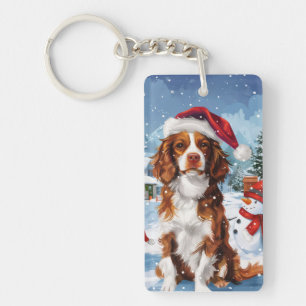 Porte-clefs Épagneul breton Noël merveilleux d'hiver de Noël