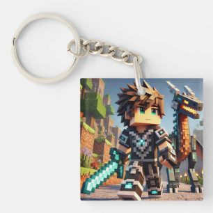 Porte-clefs Épée diamantée de Dragon foncé de style Blocs