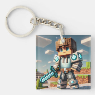 Porte-clefs Épée diamantée de Dragon foncé de style Blocs