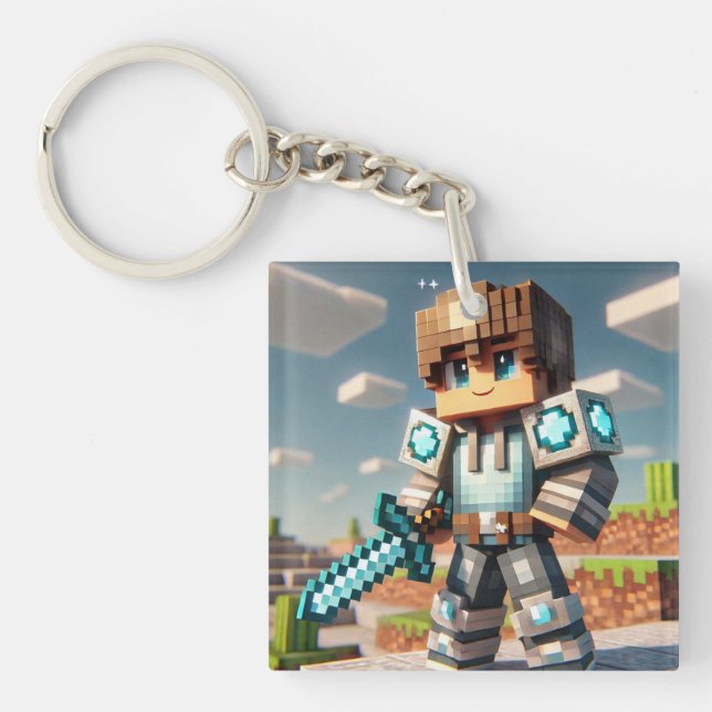 Porte-clefs Épée diamantée de Dragon foncé de style Blocs (Devant)