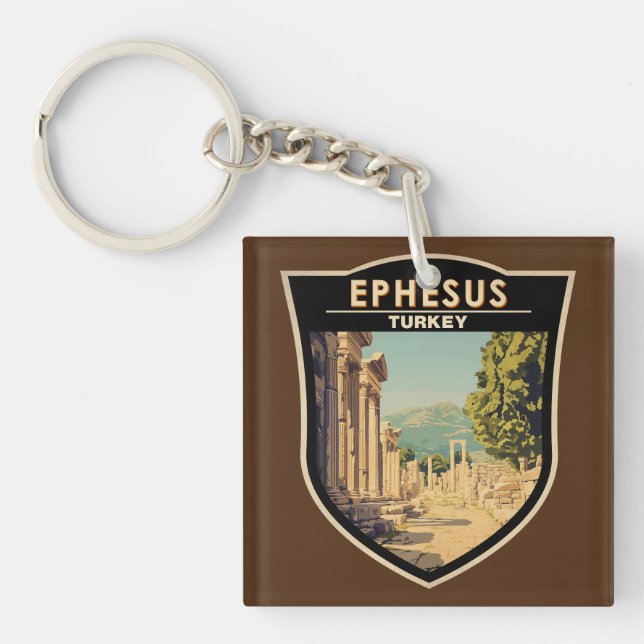 Porte-clefs Ephesus Turkey Travel Art Vintage (Devant)