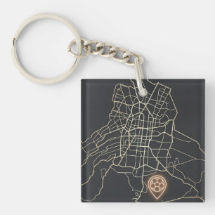 Porte-clefs Épingle de carte de soccer minimaliste de NYC en l