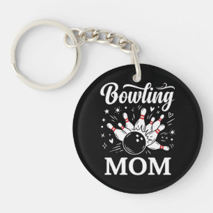 Porte-clefs Épingles de cœur de maman de bowling Ligue drôle F