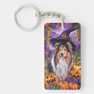 Porte-clefs Épouvantable Chien de Berger des Shetland Sorcière