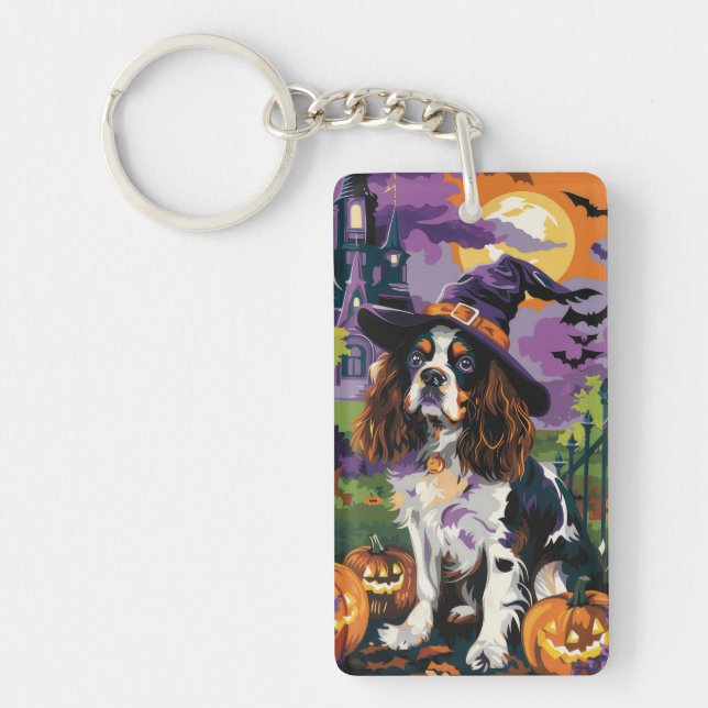 Porte-clefs Épouvantable Springer Spaniel Halloween Sorcière C (Devant)