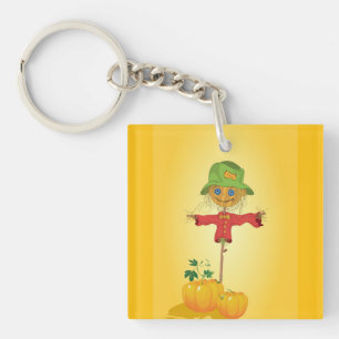 Porte-clefs Épouvantail d'automne et citrouilles Récolte d'aut