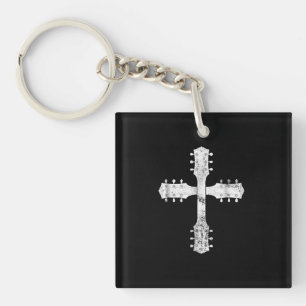 Porte-clefs équipe chrétienne de culte guitare cross