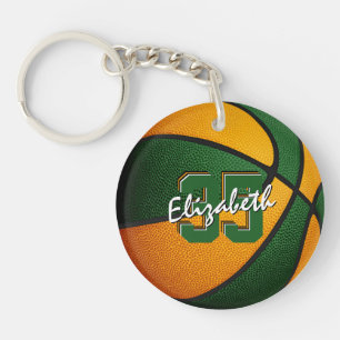 Porte-clefs équipe de l'école verte orange couleurs basketball