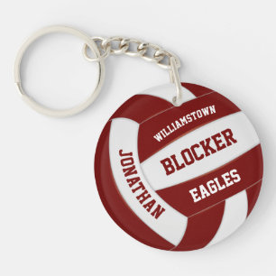 Porte-clefs équipe de maroon blanc couleurs volleyball personn