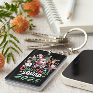 Porte-clefs Équipe de Noël personnalisée 2025 Famille du Père