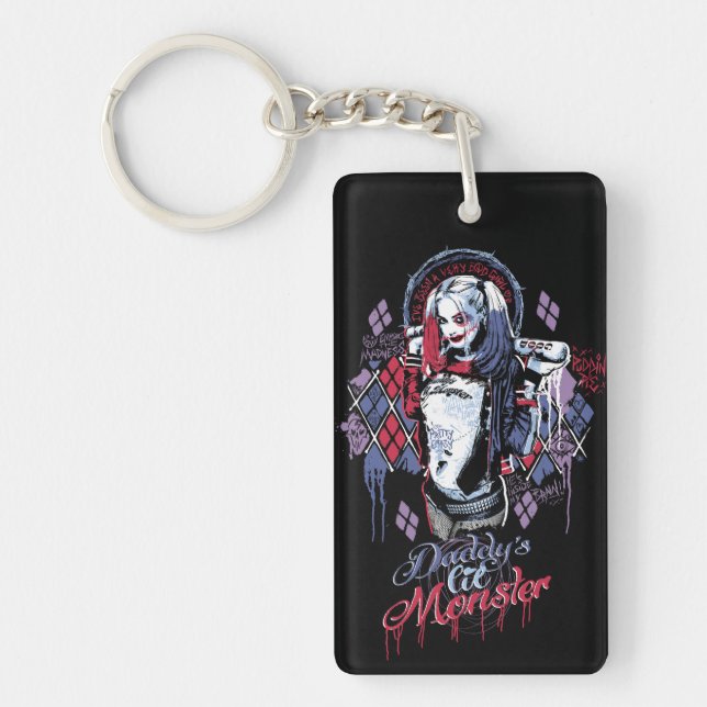 Porte-clefs Équipe de suicide | Harley Quinn Graffiti encré (Devant)