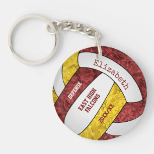 Porte-clefs équipe d'or maroon couleurs volleyball personnalis