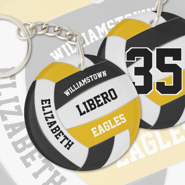 Porte-clefs équipe d'or noir couleurs volleyball personnalisé (Créateur téléchargé)