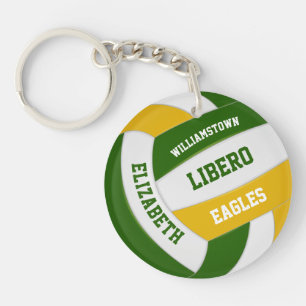 Porte-clefs équipe d'or vert couleurs volleyball personnalisé