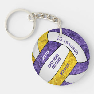 Porte-clefs équipe d'or violet couleurs volleyball personnalis
