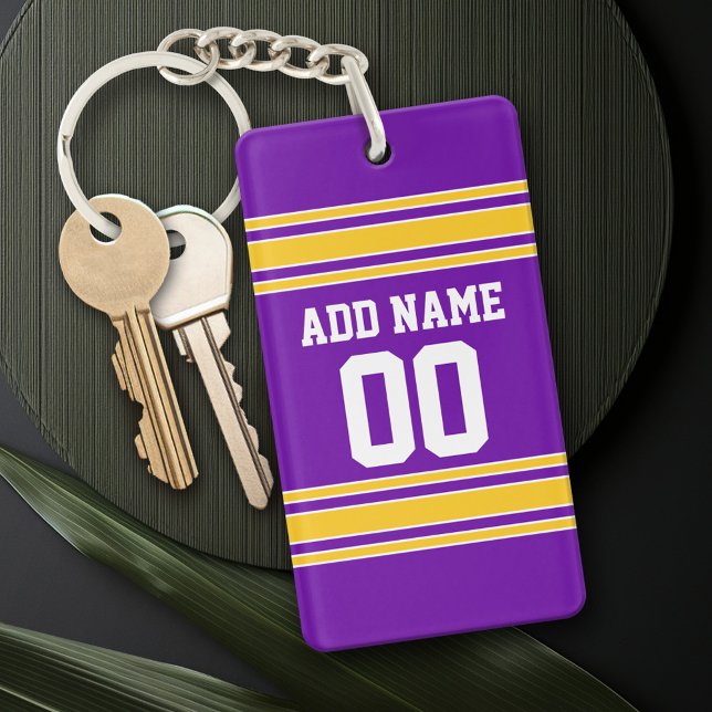 Porte-clefs Équipe Jersey avec nom et numéro personnalisés (Personalized Keychain - add a monogram or name)