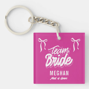 Porte-clefs Équipe Mariée Coquette Bow Bridesmaid Cadeau