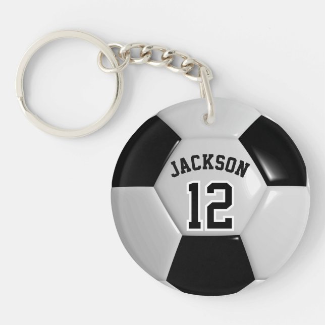 Porte-clefs Équipe noire et blanche ⚽ balle (Devant)