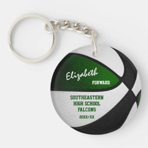 Porte-clefs équipe noire verte couleurs personnalisées basketb