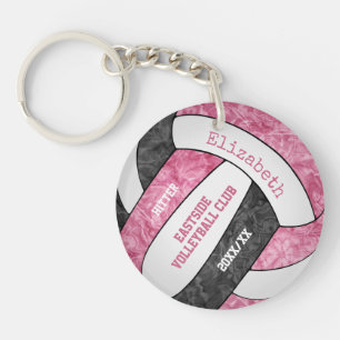Porte-clefs Équipe rose noire couleurs filles sport volley-bal