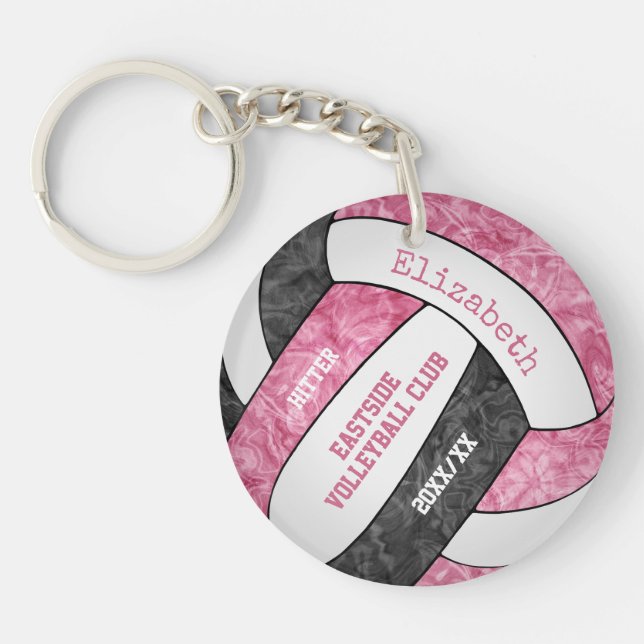 Porte-clefs Équipe rose noire couleurs filles sport volley-bal (Devant)