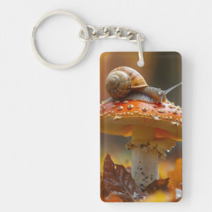 Porte-clefs Escargot au-dessus du champignon scène nature mign
