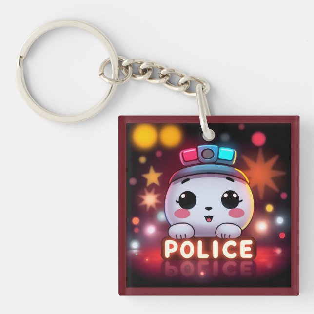 Porte-clefs Escouade de police mignonne – Conception de patrou (Devant)