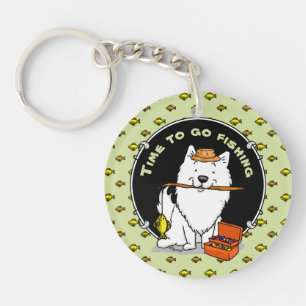 Porte-clefs Eskie Fishing American Eskimo Dog - mignon