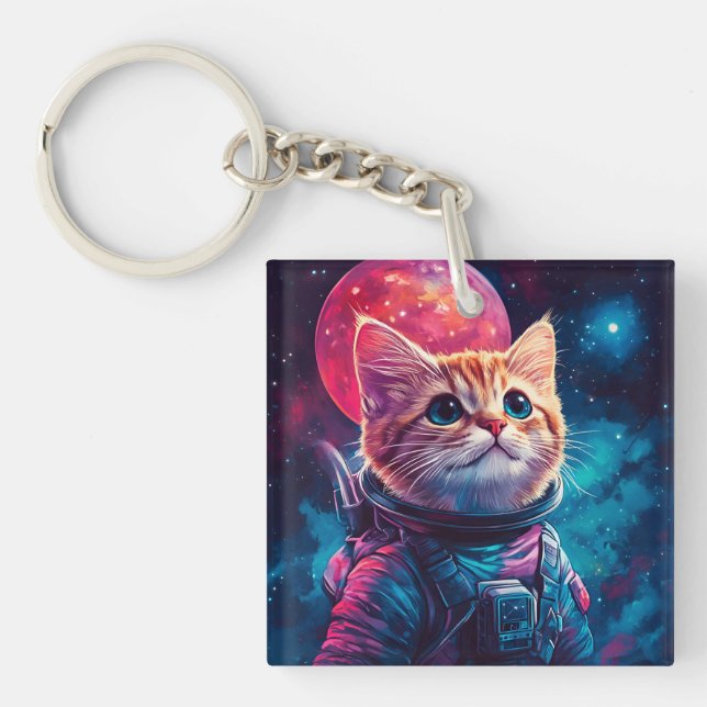 Porte-clefs Espace rose astronaute (Devant)