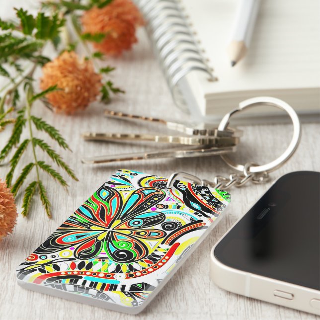 Porte-clefs Esquisse Imaginaire Art - Fleurs Abstraites 3 (Devant droit)
