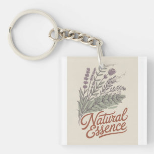 Porte-clefs Essence Naturelle Botanique Vintage Fleur Sauvage