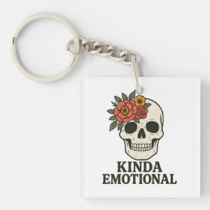 Porte-clefs Esthétique de crâne floral avec une touche émotion