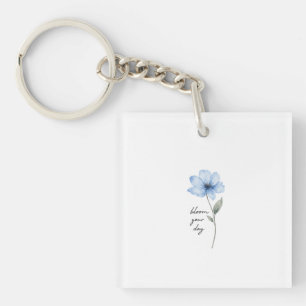 Porte-clefs esthétique de fleur bleue délicate