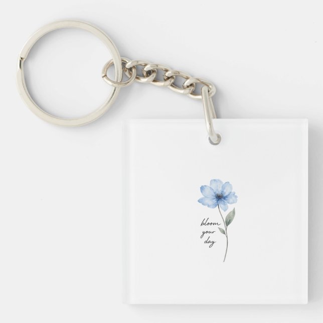 Porte-clefs esthétique de fleur bleue délicate (Devant)