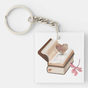 Porte-clefs Esthétique de livre vintage avec carte du cœur et