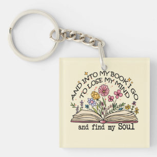 Porte-clefs Et Dans Mon Livre Je Pars - Floral Livre Lover