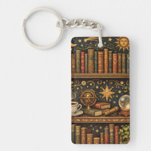 Porte-clefs Étagère de livres céleste rétro pour amateur de ca