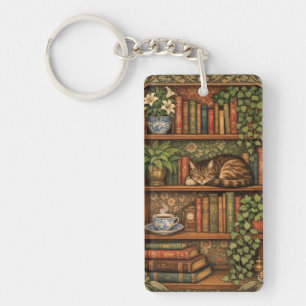 Porte-clefs Étagère vintage avec chat et café