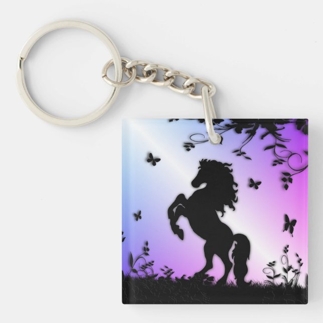 Porte-clefs Étalon noir cabré (Devant)