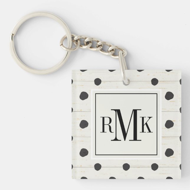 Porte-clefs Étape simple trois de signes du monogramme | (Devant)