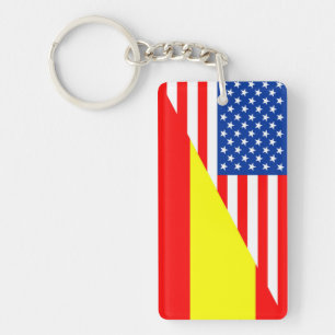 Porte-clefs etats-unis amérique espagne demi drapeau usa pays