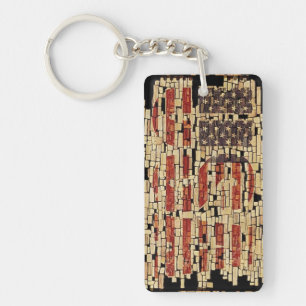 Porte-clefs États-Unis en détresse vintage lettres et drapeau