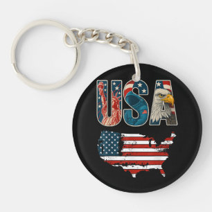 Porte-clefs Etats-Unis Patriotique 4 juillet Amérique Drapeau