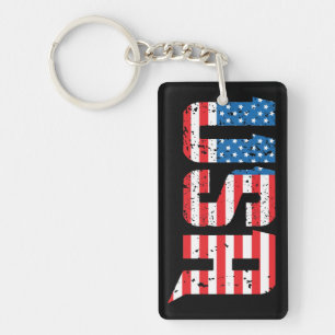 Porte-clefs États-Unis patriotiques en rouge, blanc et bleu