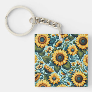 Porte-clefs Été/tournesol/oiseau