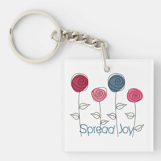 Porte-clefs Étendre Joy Rose Bleu Fleurs (Devant)