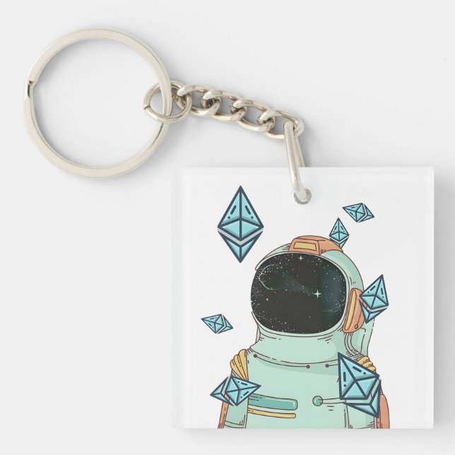 Porte-clefs Ethereum À La Lune ETH Space Man Merch (Devant)