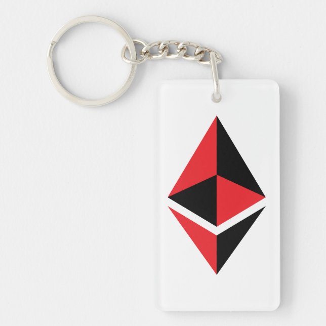 Porte-clefs Ethereum porte - clé noir et rouge d'ETH du logo | (Devant)